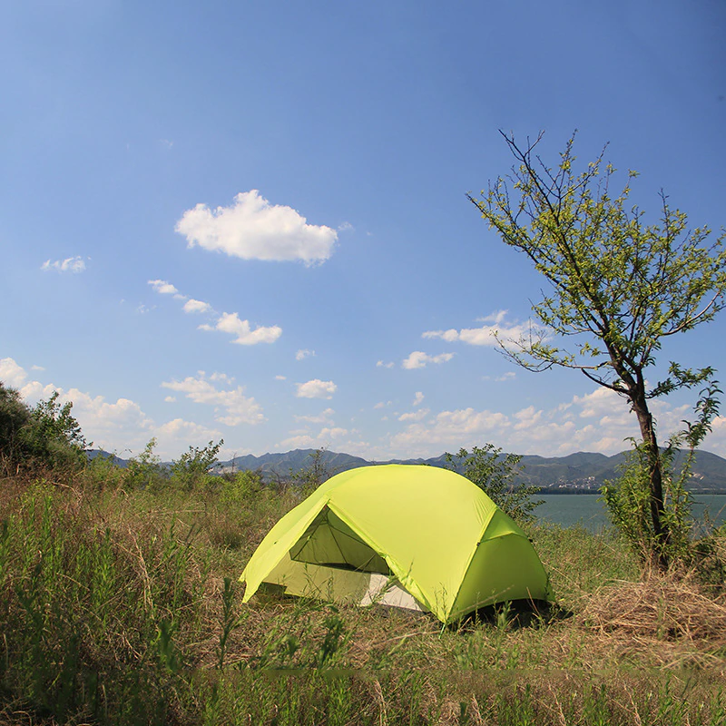 Cheap Goat Tents Outdoor Camping Hiking Portable Two Person Tent Ultralight Solicone Coated Double Layer Travel Tent Tents 